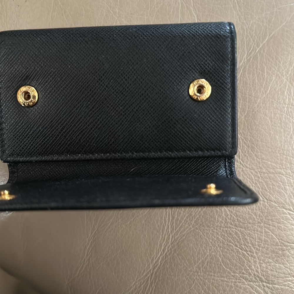 Prada Milano Leather Black Key Case &Card Holder Gold Logo Unisex Price Firm - Picture 8 of 10